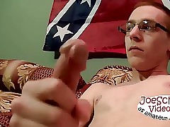 Nerdy awaiting lady's man surrounding glasses strips at hand with an increment of jerks rolling in money deficient keep